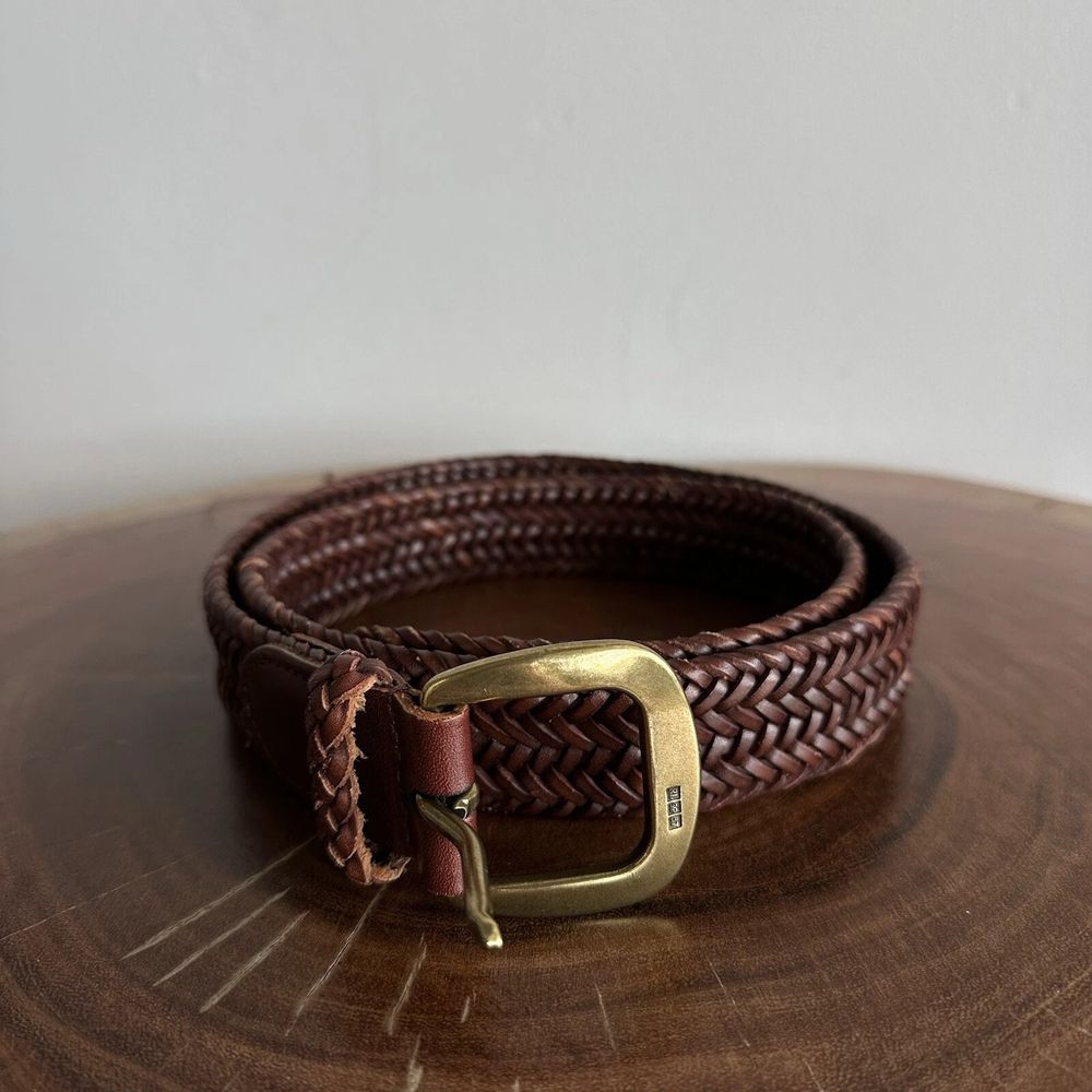 POLO by RALPH LAUREN Vintage Handbraided Brown Leather Belt Sz 34" 1990s