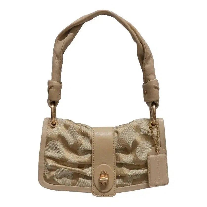 Coach 2008 Y2k Parker Bow Optic Beige Shoulder Bag