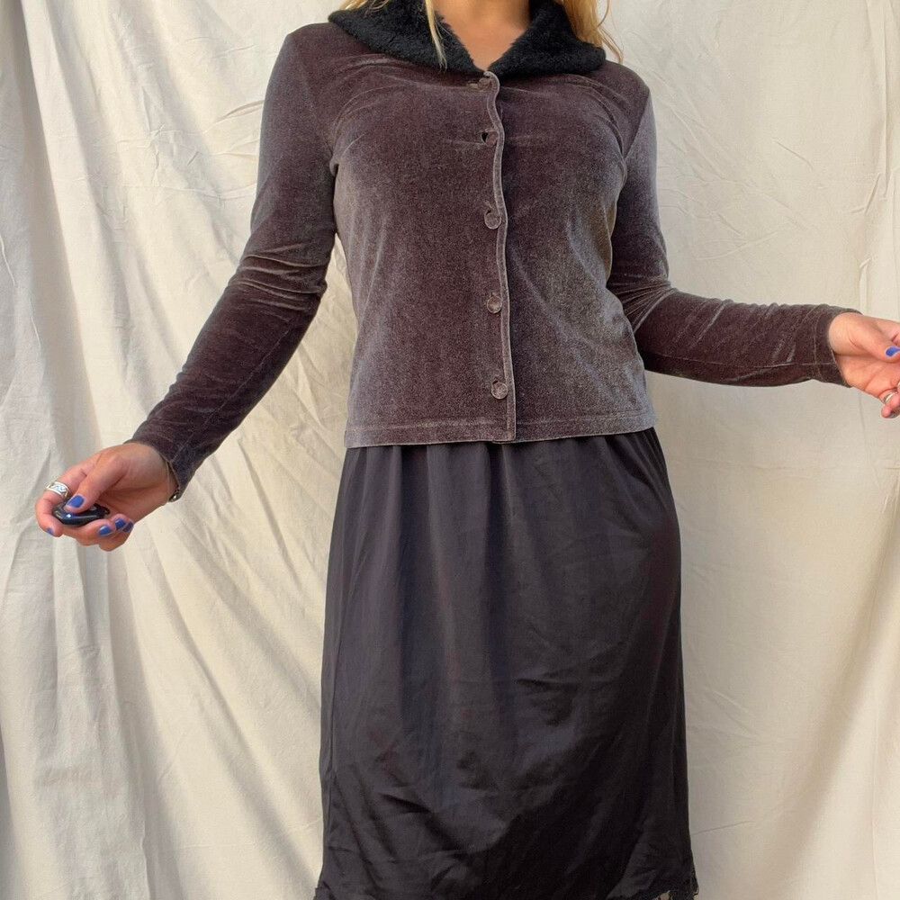Vintage velvet button up cardigan