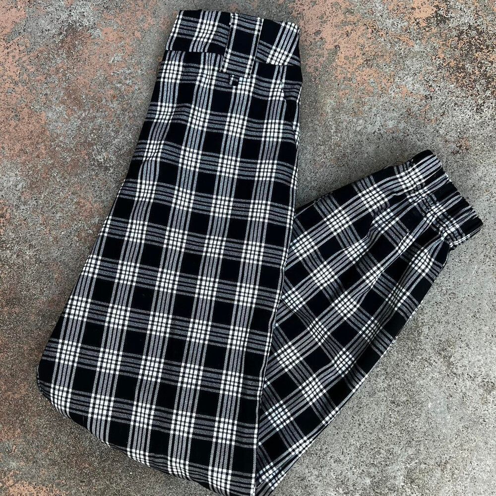 I AM GIA black and white check pants