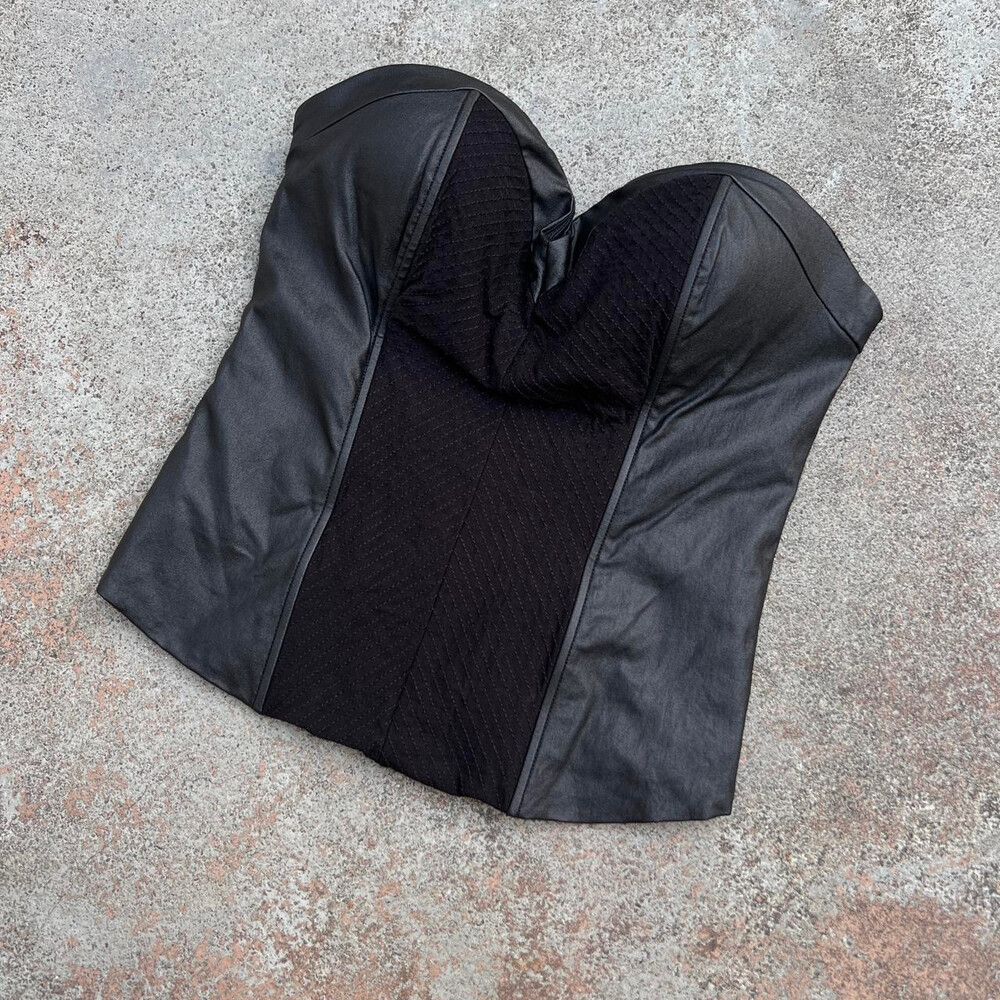 Guess Black Faux Leather Corset Top