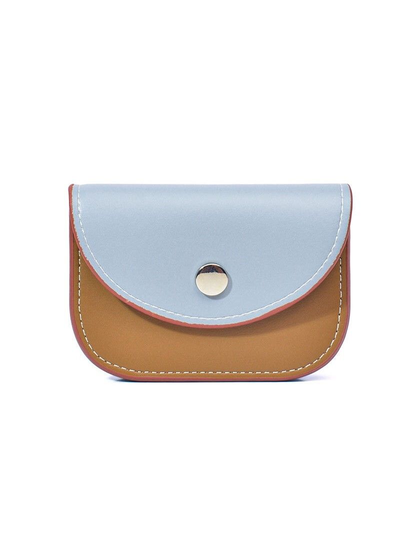 Super Cute Two Tone Light Blue& Brown Korea Wallet With Removable Pockets