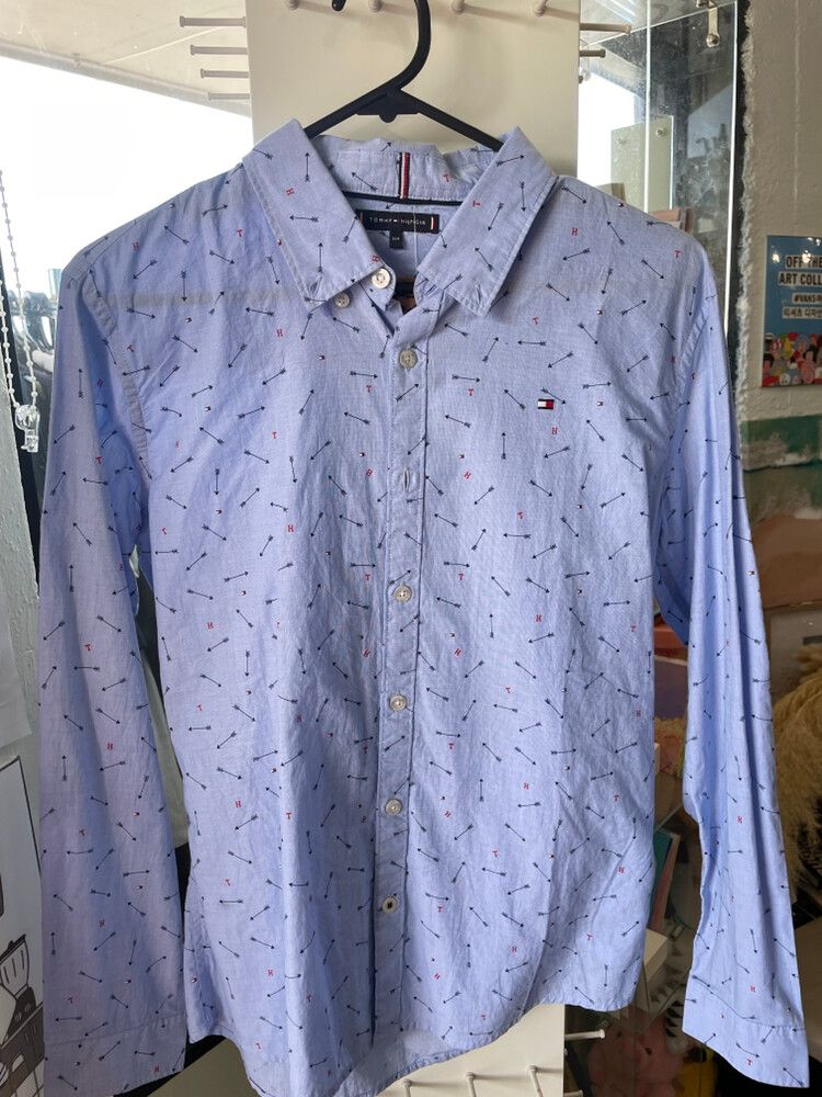 Almost Brand New Tommy Hilfiger Blue Pattern Button Up Shirt Size 8