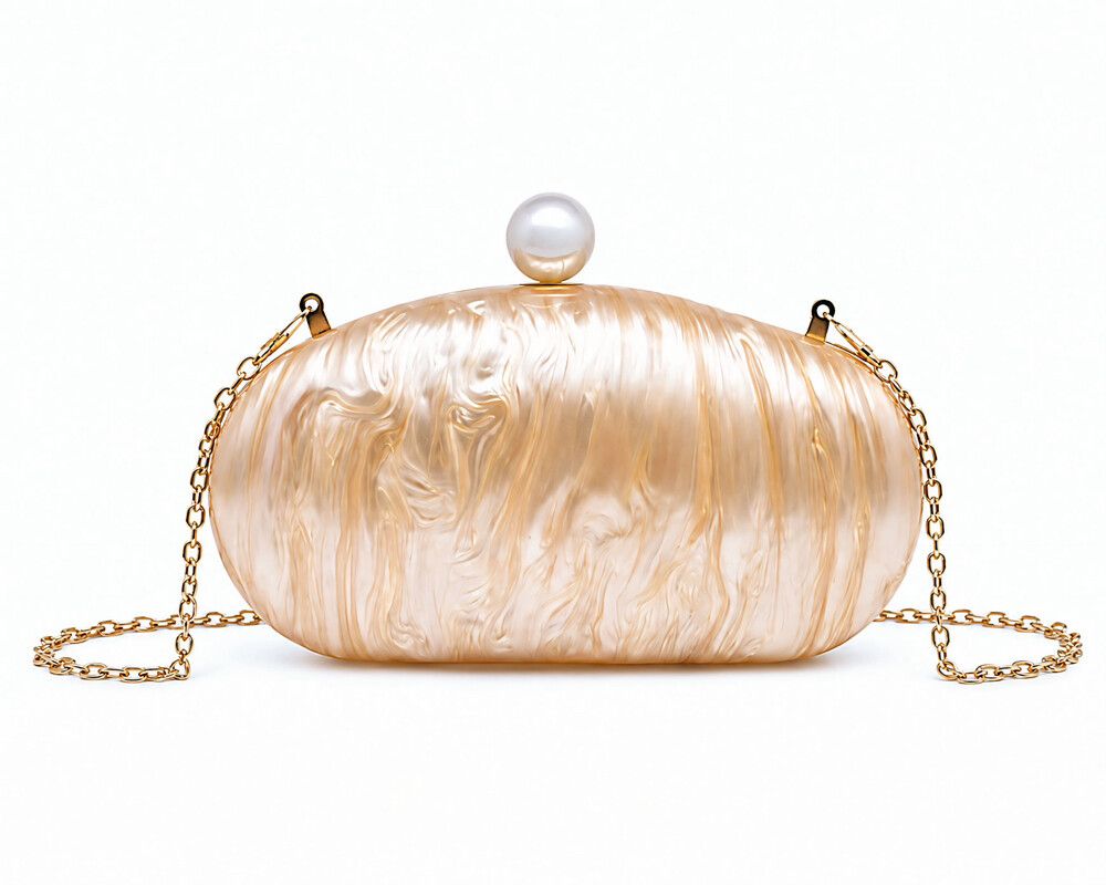 Estelle Champagne Pearl Acrylic Clutch