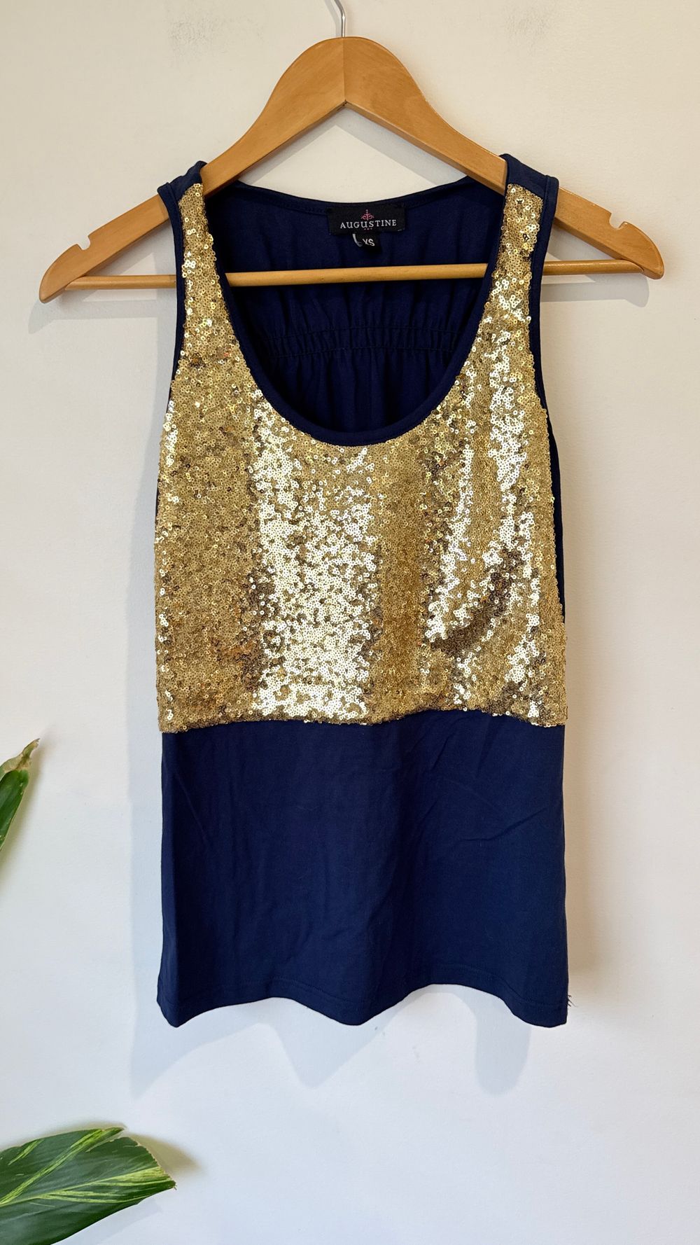 Augustine Navy and Gold Sequin Tunic Size XS