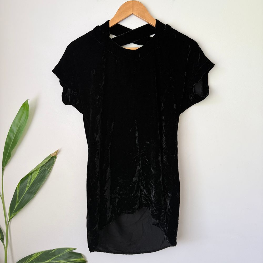 Liam Black Velvet Mini Dress Size 8