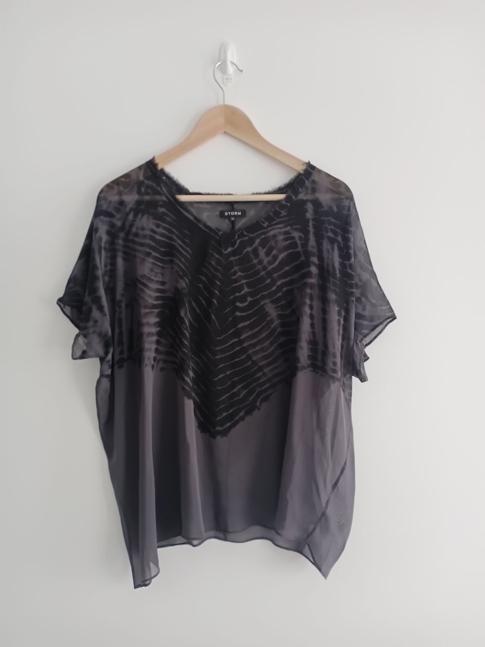 STORM Grey Tie Dye Silk Top