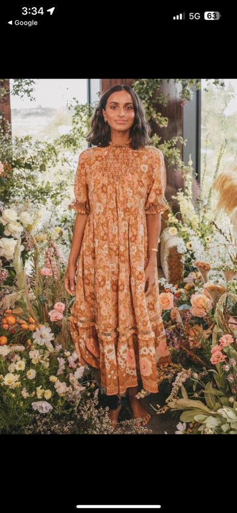 Anne Midi Gown In Peach