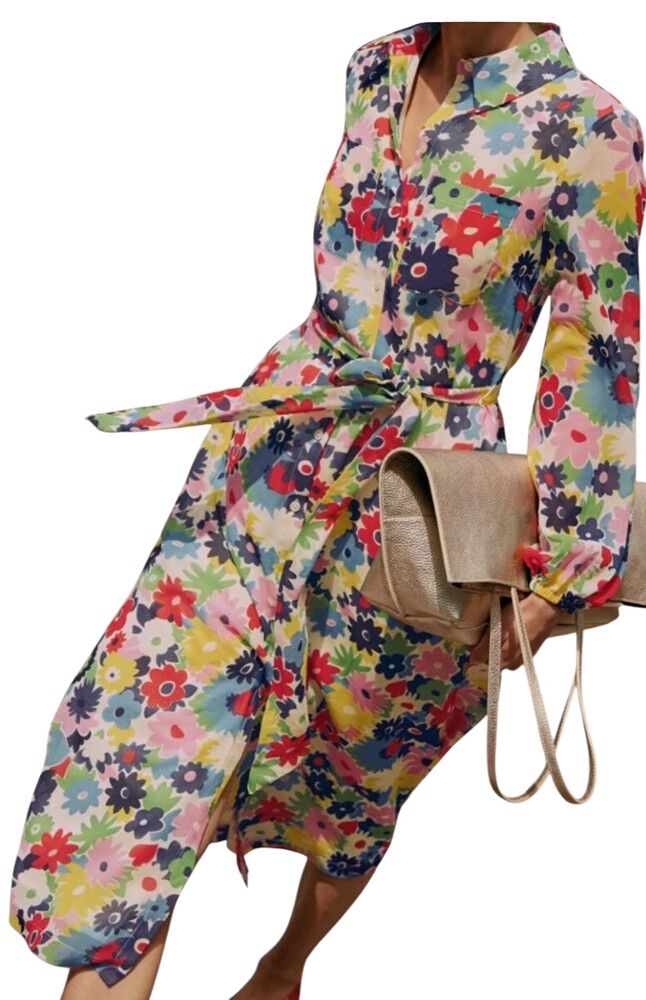 Biden Abagail Paintbox Floral Dress Size Uk 9 Us 6/8-