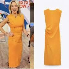 Zara Orange Sleeveless Dress with shoulder pads