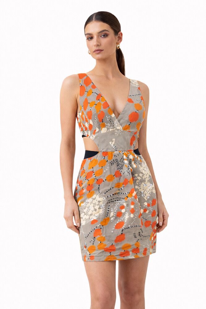 Shona Joy Grey Orange Mini Dress