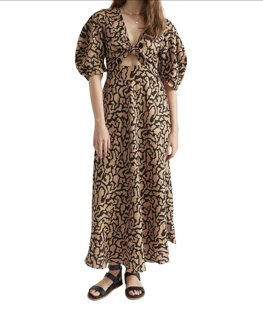 Seed Heritage Brown & Black  twist front Maxi Dress sz 12