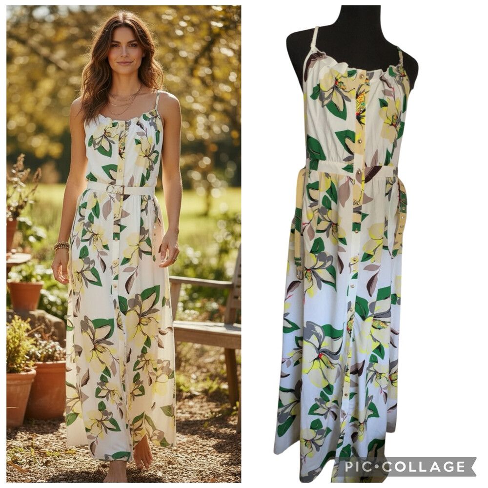JUNK FLORAL belted dress sz 10 long