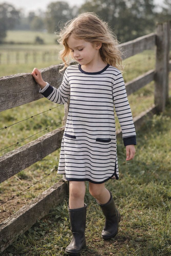 country roads girls Sz 4 striped long sleeve dress