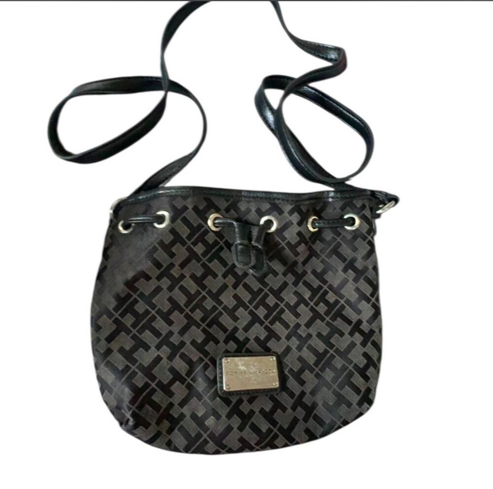 Tommy Hilfiger Black Monogram Crossbody Bag vintage