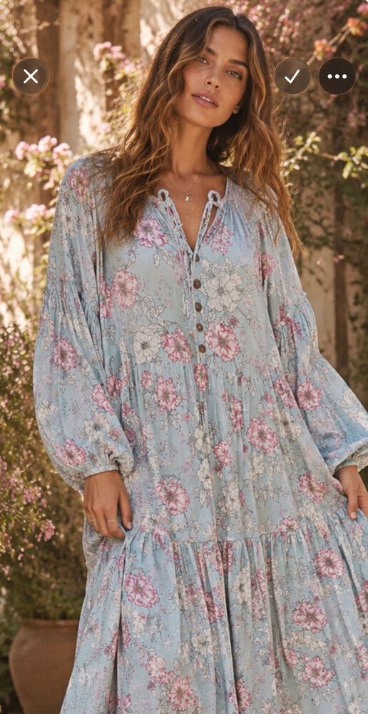 Dreamcatcher Blue Floral Maxi Dress Sz 8