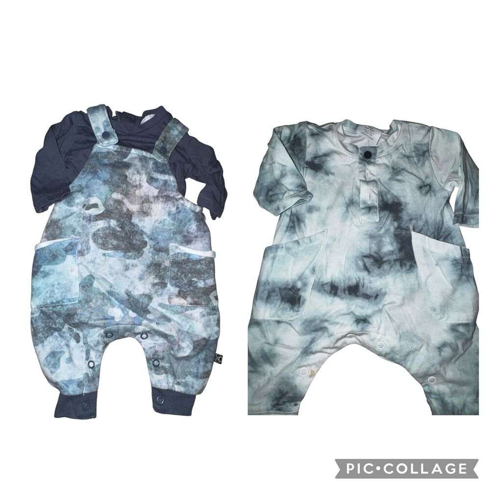 baby boy outfits x2 newborn blue overall