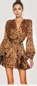 Bronx & Banco Brown Leopard Print Mini Dress Sz 12