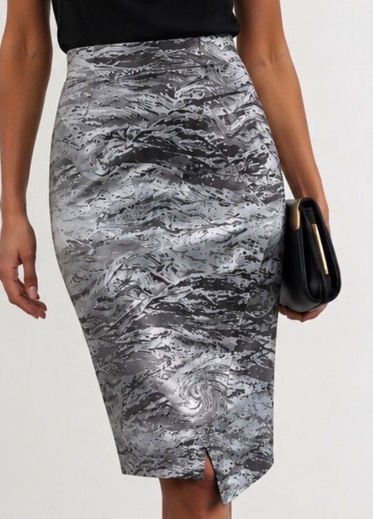 Veronika Maine Grey Marbled Pencil Skirt Sz 10