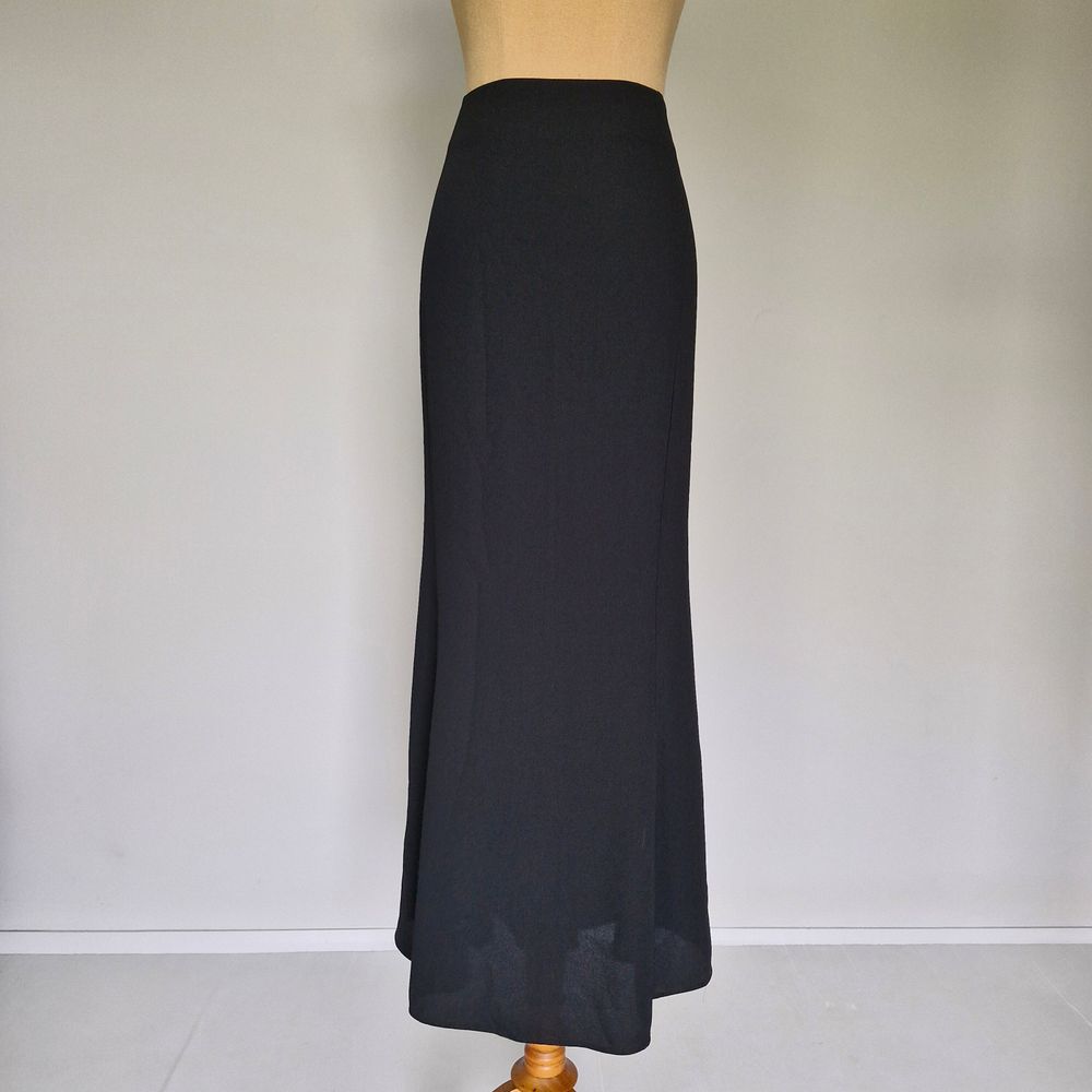 Carla Zampatti Black Crepe Event Corporate Maxi Skirt Vintage 90s Size 8