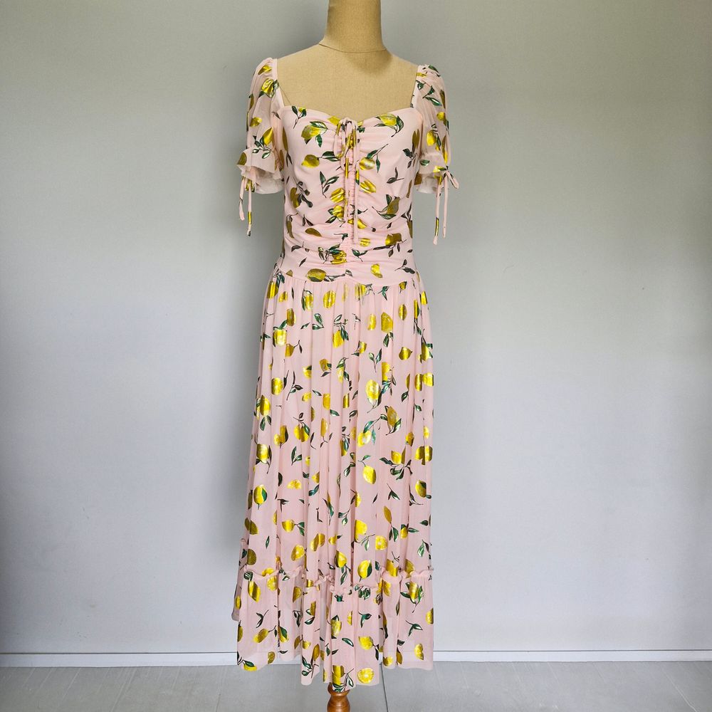 Blackmilk Unicornia Pink Lemonade Multicolour Mesh Tea Party Dress Size M