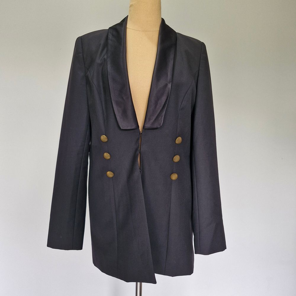 Aje Fressange Black Wool Blend Military Style Blazer Size 12