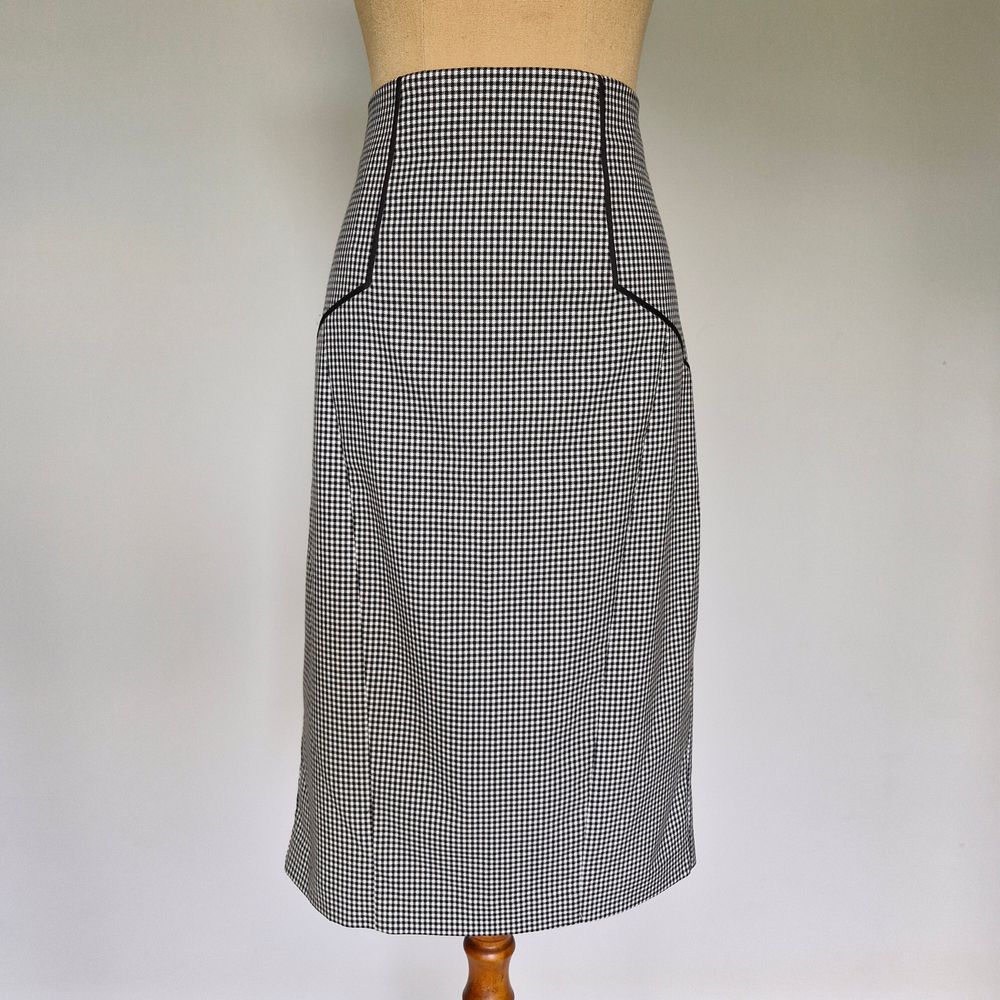Cue City Black & White Check Tailored Corporate Pencil Skirt Size 14