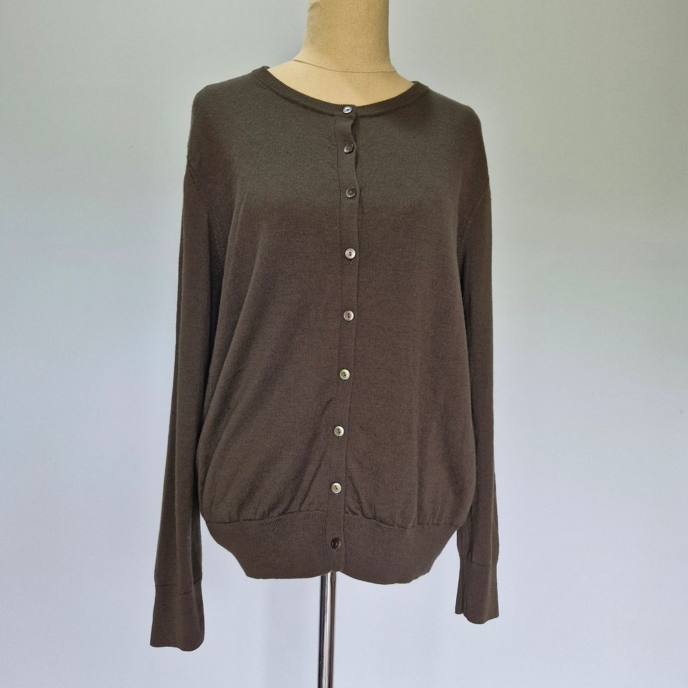 Uniqlo Khaki Green Tight-Knit Wool Long Sleeve Button Up Cardigan Size XL