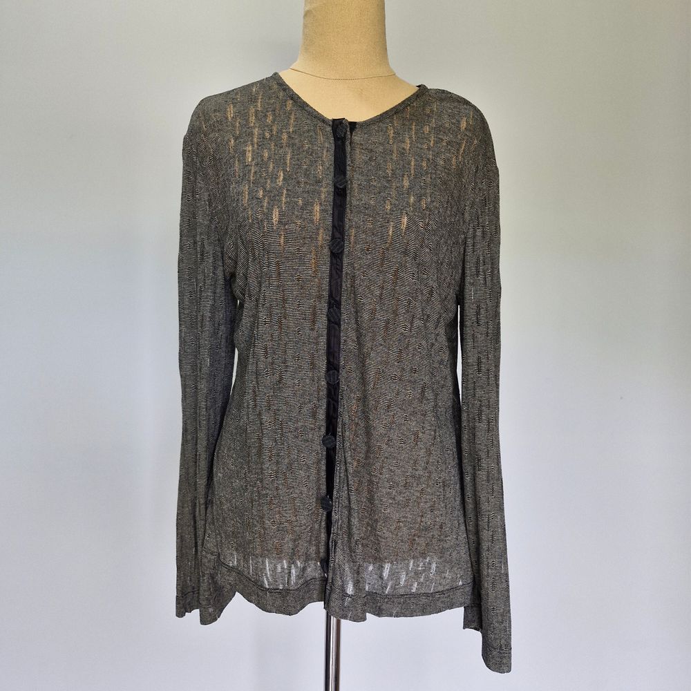 Nicola Waite Brown Semi-Sheer Long Sleeve Lightweight Knit Cardigan Size 2