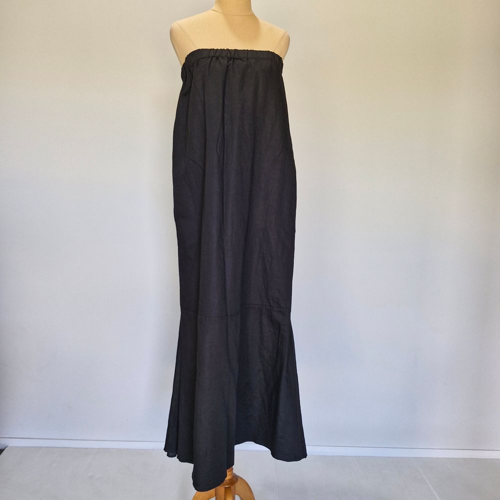 Marle NZ Black Cotton Linen Blend Strapless Mermaid Dress Size 12