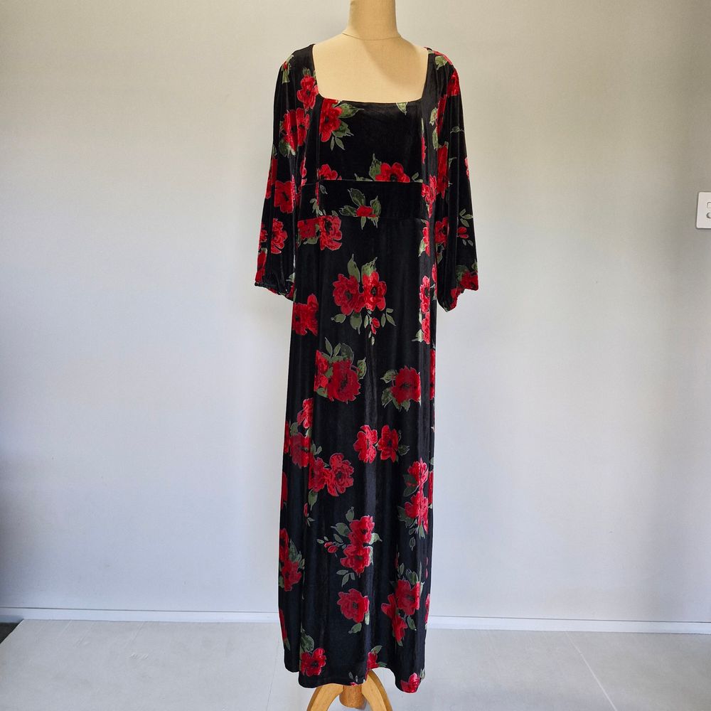 Taking Shape Poppy Devore Multicolour Floral Velvet Maxi Dress Plus Size 24