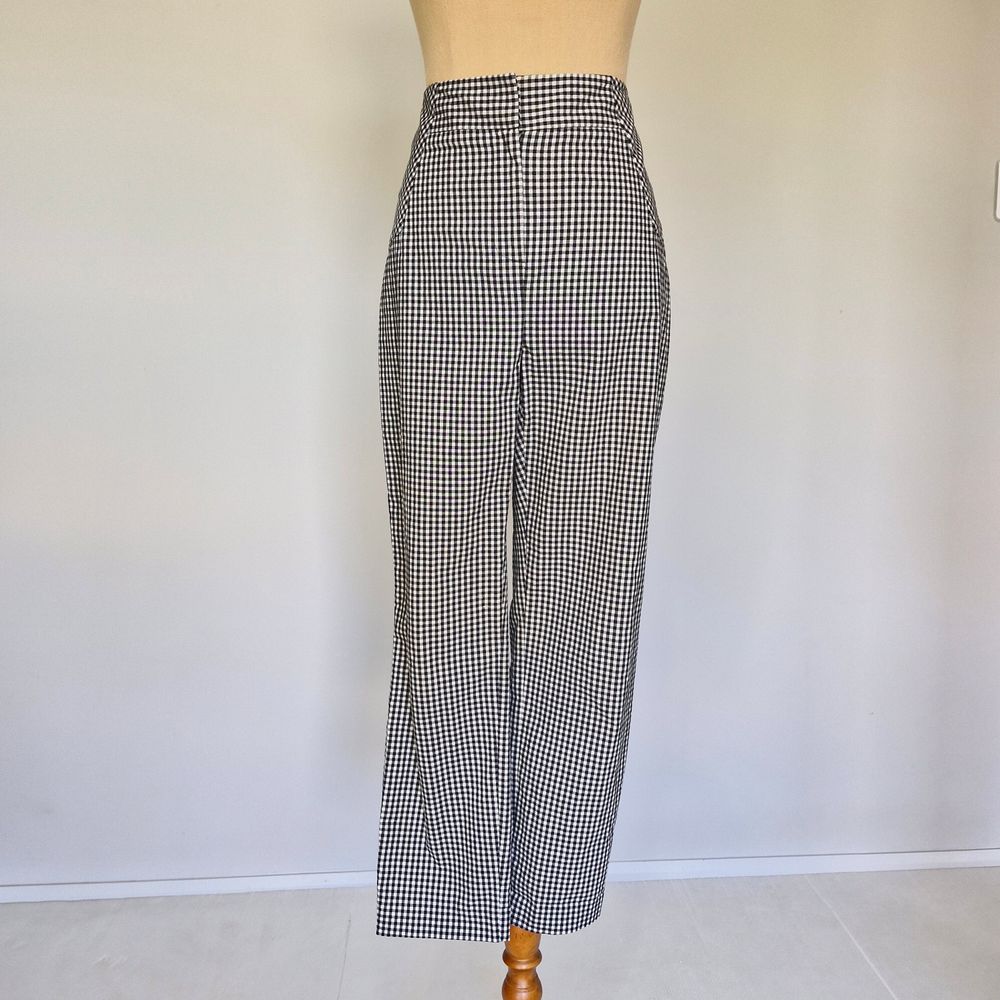 Cue Black & White Gingham High Rise Tapered Corporate Pants Size 10
