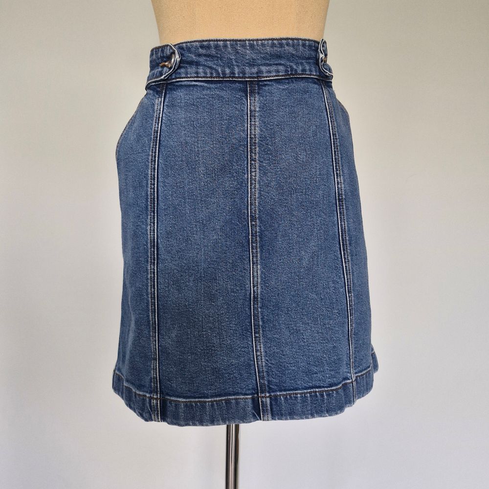 Country Road Blue Denim Button Detail A-Line Mini Skirt Size 14