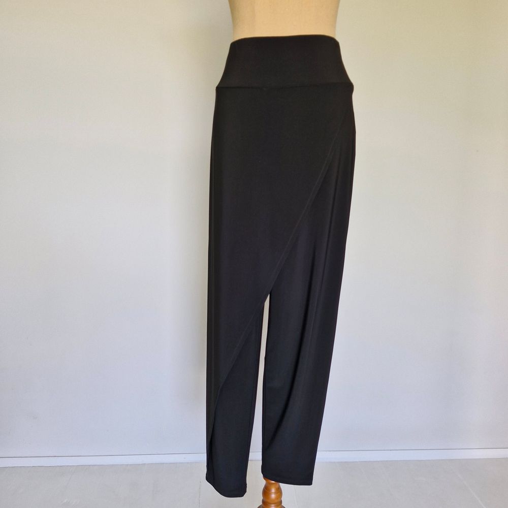Joseph Ribkoff Black Jersey Drape High Rise Tapered Pants Size 10