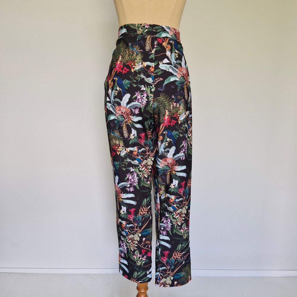 BlackMilk Multicolour Tropical Floral Bird Toastie Cuffed Pants Size L