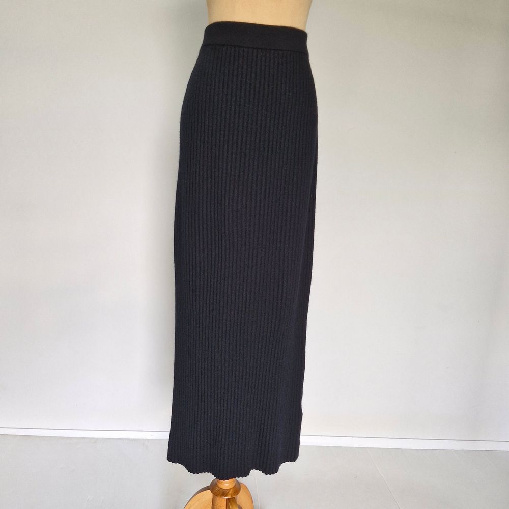Assembly Label Black Wool & Cashmere Blend Ribbed Knit Maxi Skirt Size M
