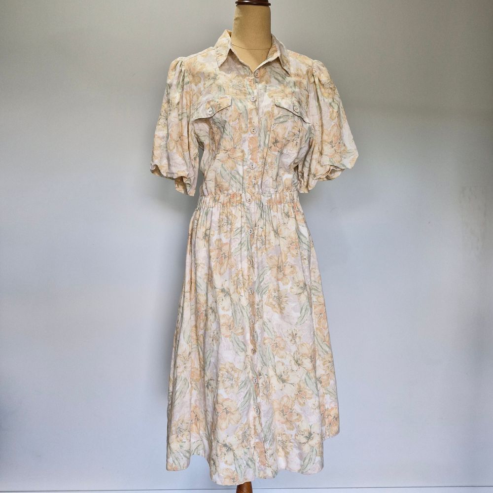 Witchery Multicolour Floral Cottagecore Puff Sleeve Midi Dress Size 10