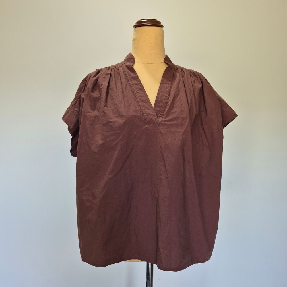 Oroton Brown Cotton Short Sleeve Oversized Blouse Size 10