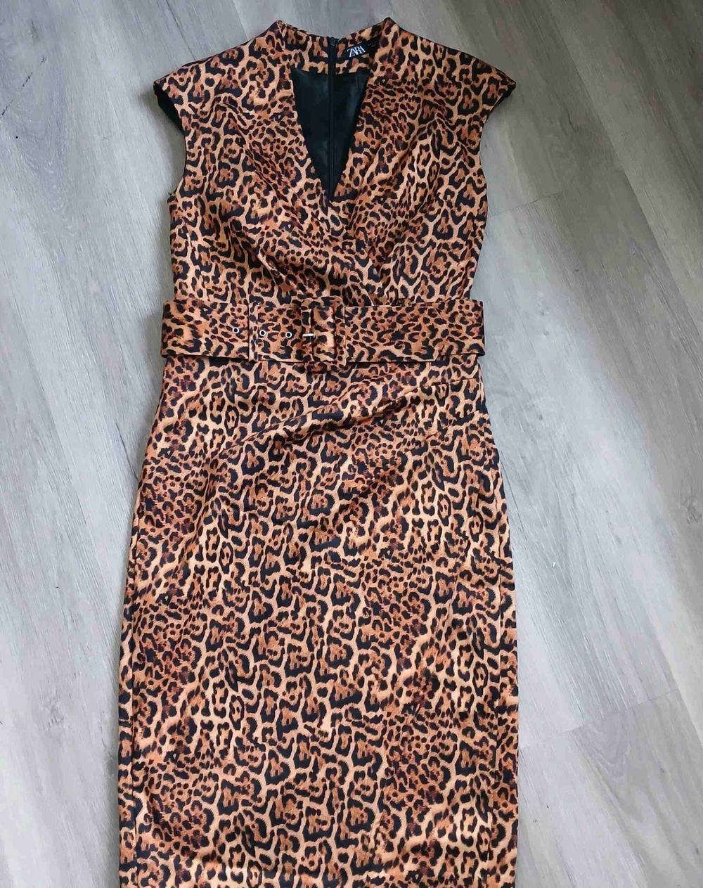 Zara Brown Leopard Print Midi Dress