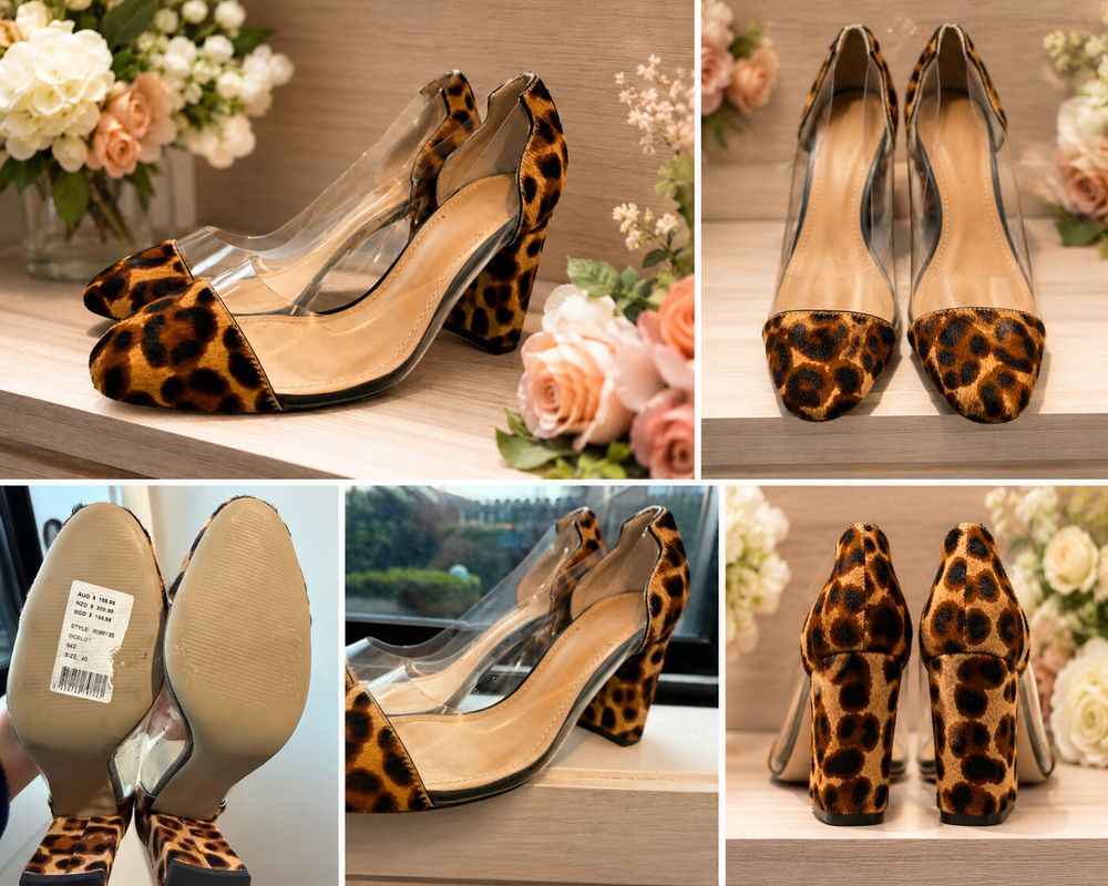 Leopard Print Clear Heeled Pumps