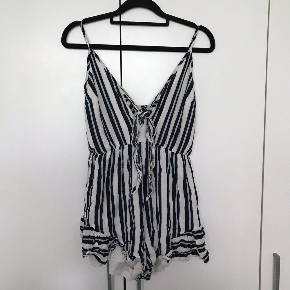 Reverse Black White Stripe Playsuit