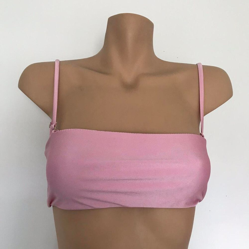 9.0 Swim Baby Pink Metallic Look Bikini Top Size L Size 12