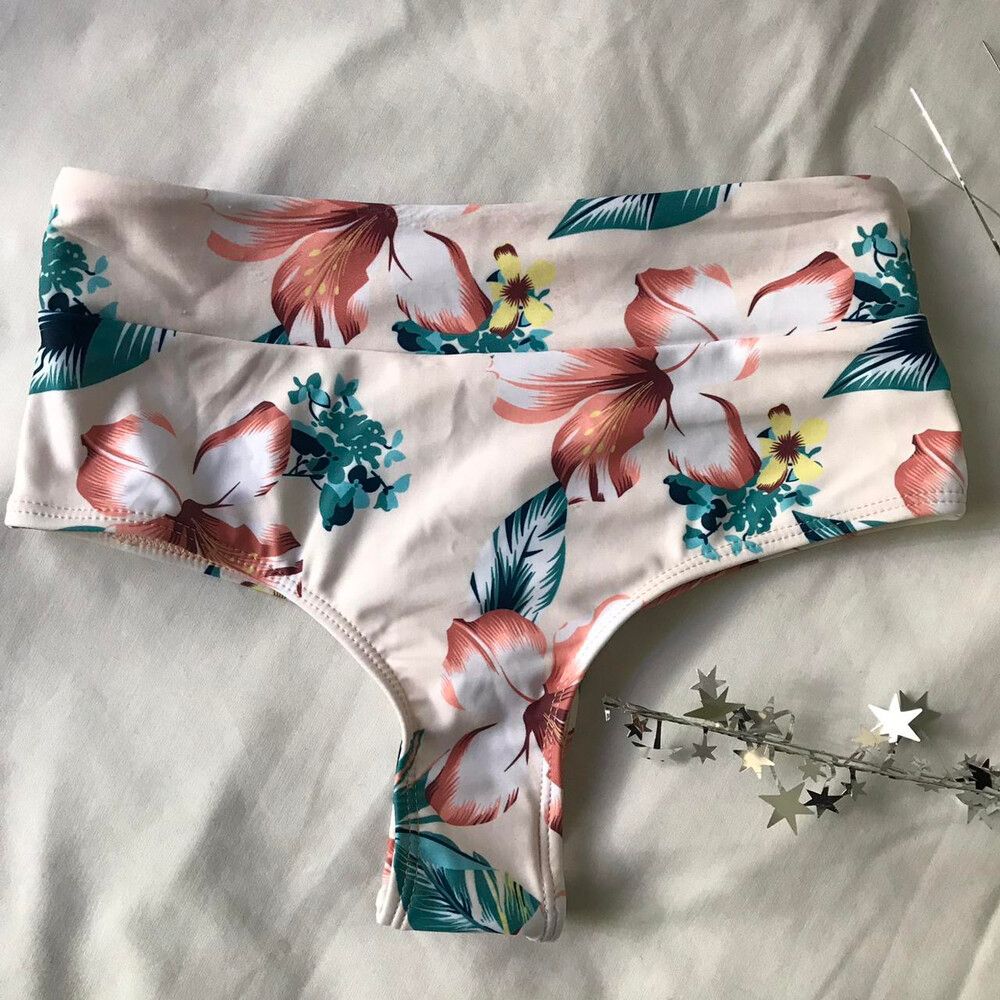 Zaful White Floral Bikini Bottoms Size 8