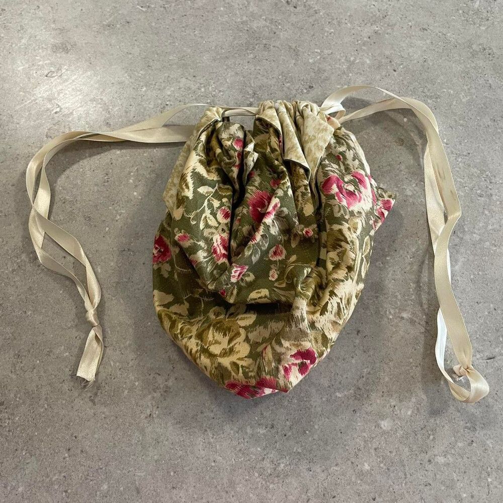 Handmade Floral Drawstring Bag