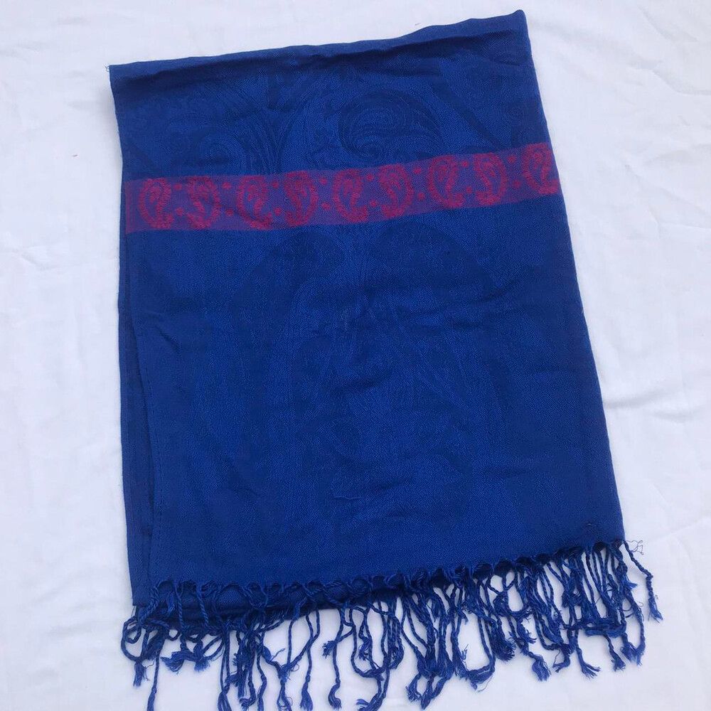 Blue & Pink Scarf with Fringe