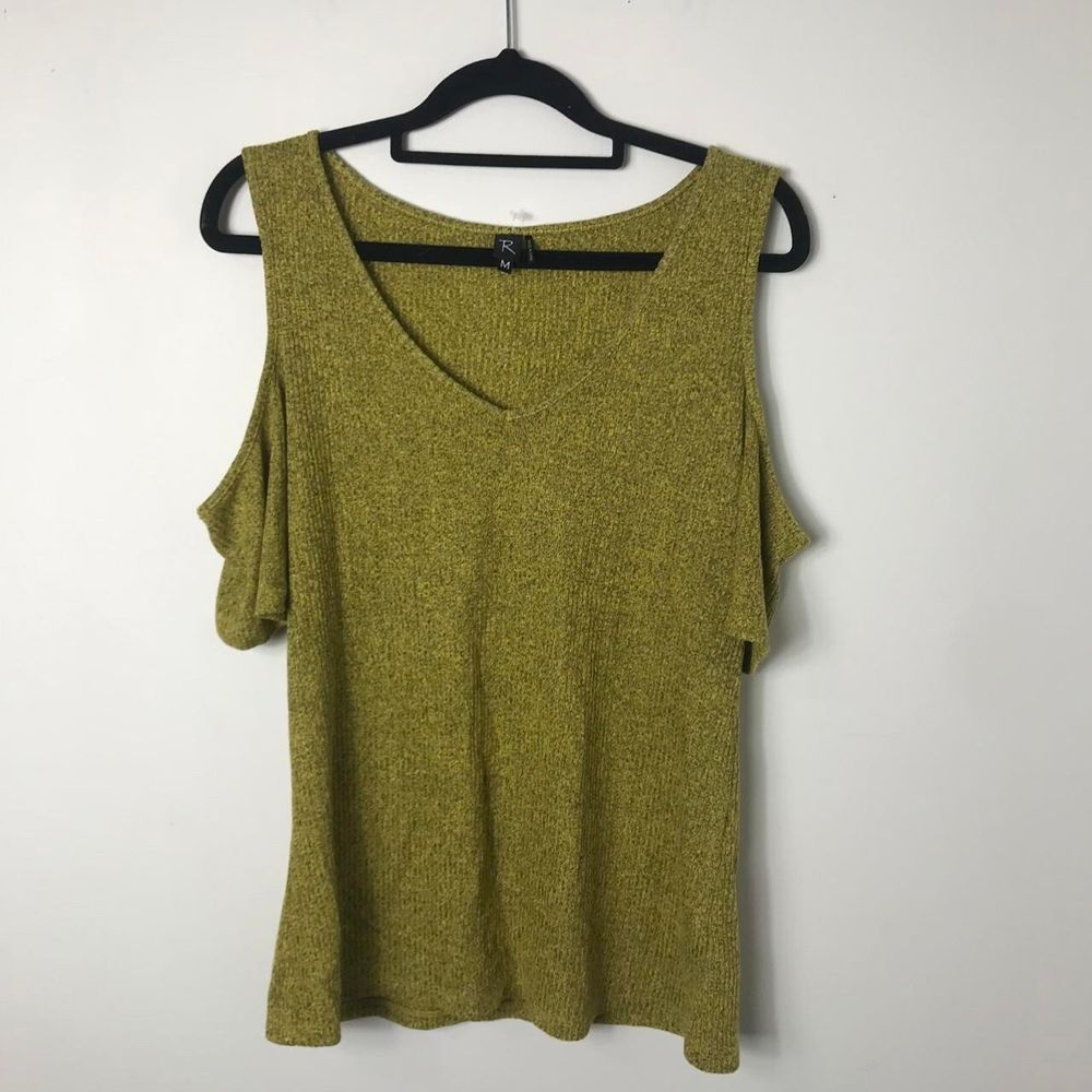 Rockmans Green Cold Shoulder Knit Top
