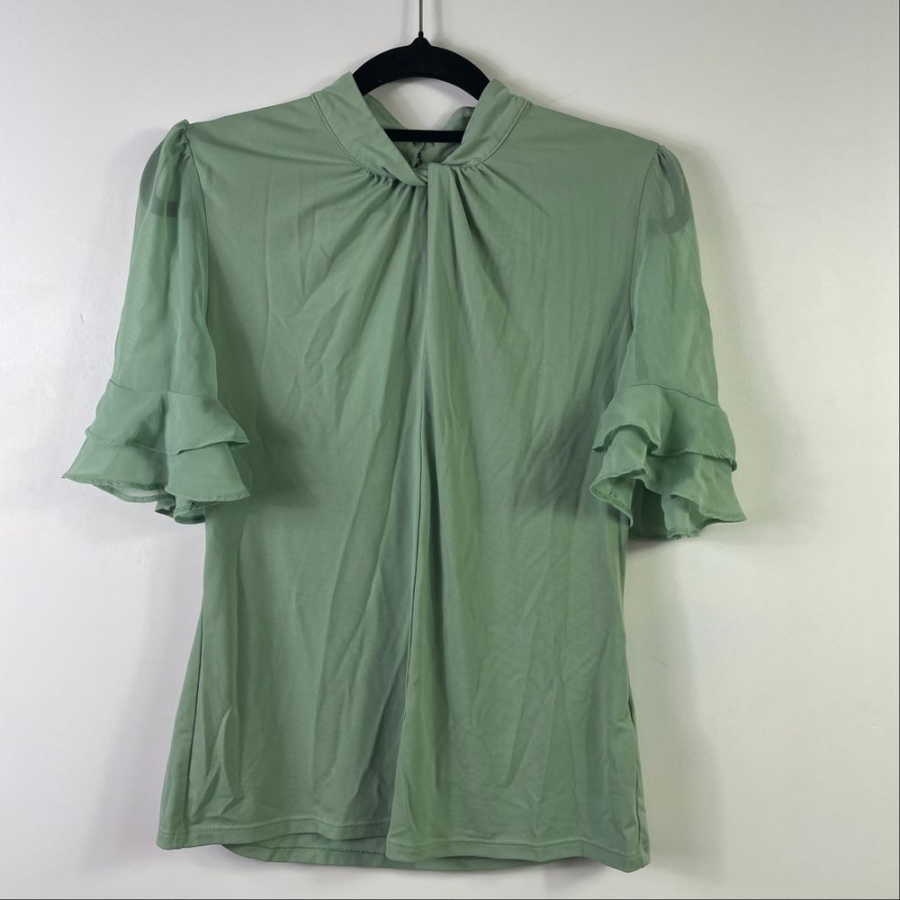 Portmans Green Ruffle Sleeve Blouse