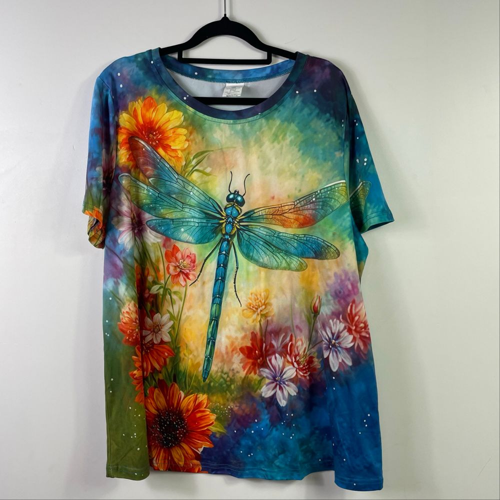 Curve Multicolour Dragonfly Print Top