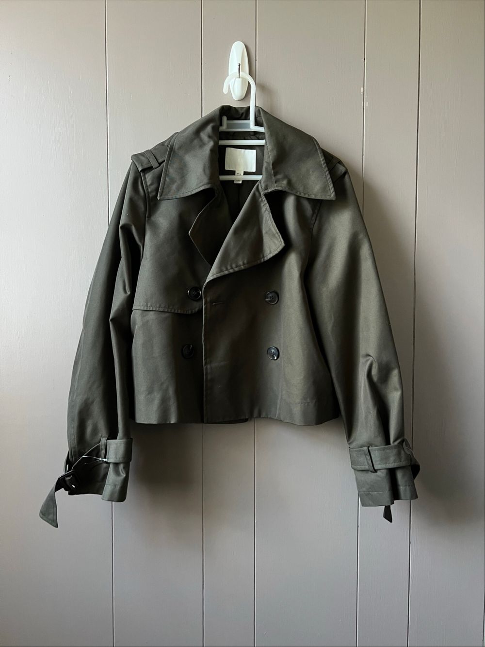 H&M Khaki Cropped Trench Jacket