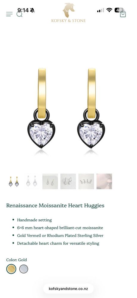 Kofsky and Stone Gold Heart Huggies